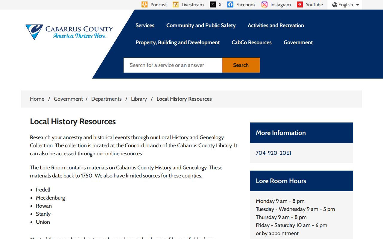 Cabarrus County city directory research at the Concord Library Local History Resources page