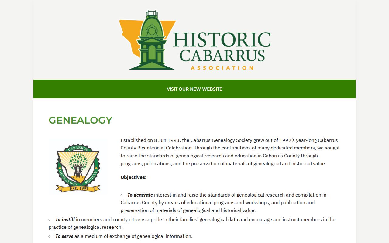 Cabarrus County city directory research through Historic Cabarrus genealogy resources