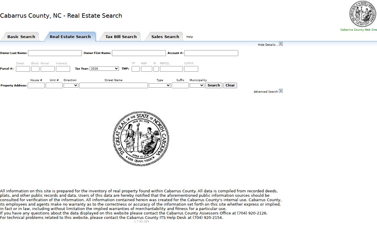 Cabarrus County residents directory property search fields