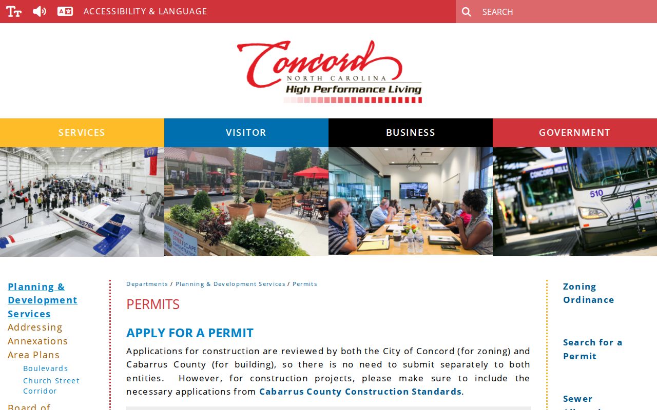 Cabarrus County neighbors Concord permit workflow by address