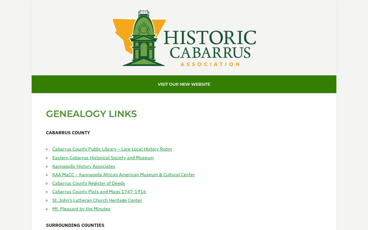 Cabarrus County neighbors local genealogy and community resources