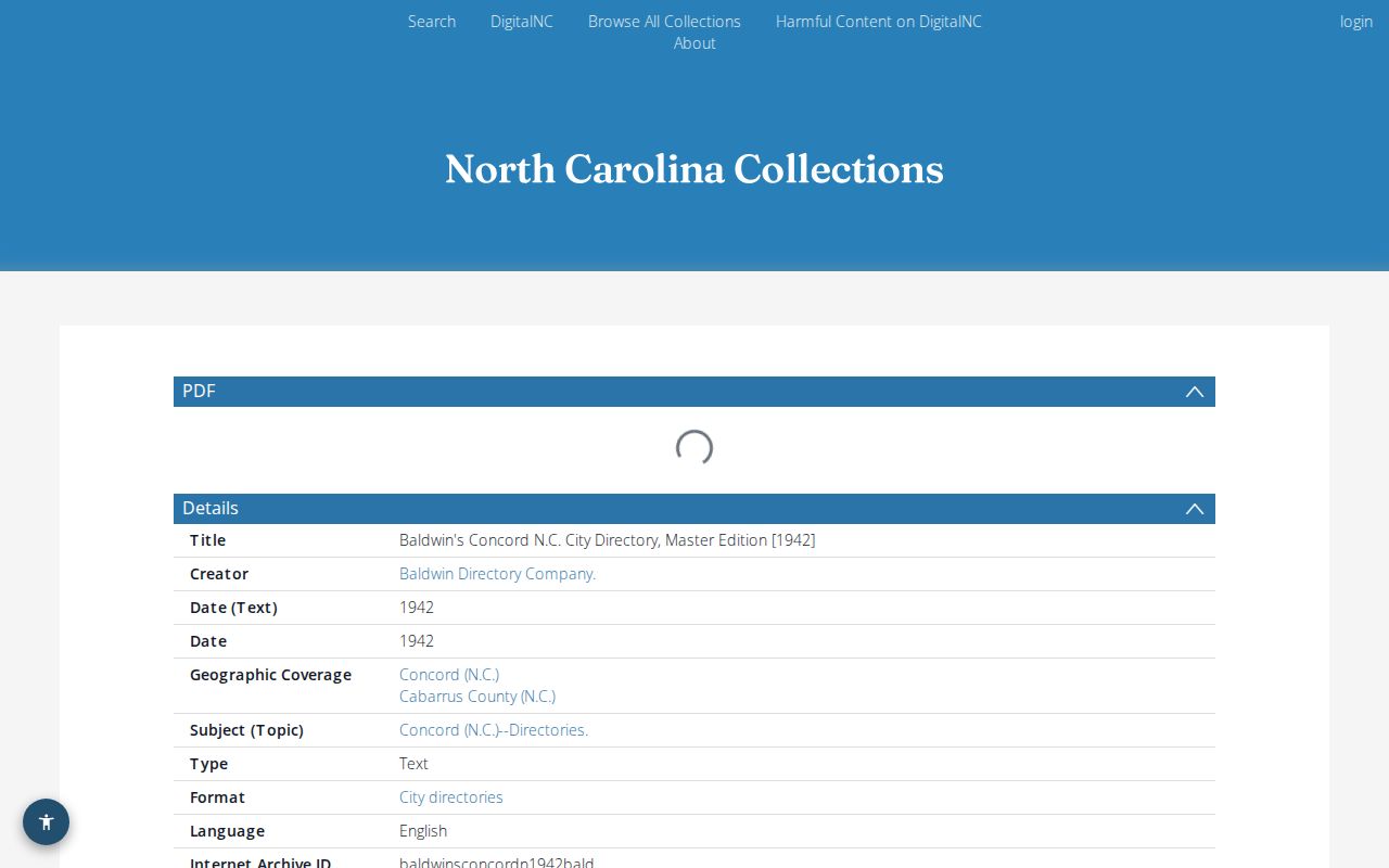 Cabarrus County past residents research using the 1942 Baldwin's Concord directory