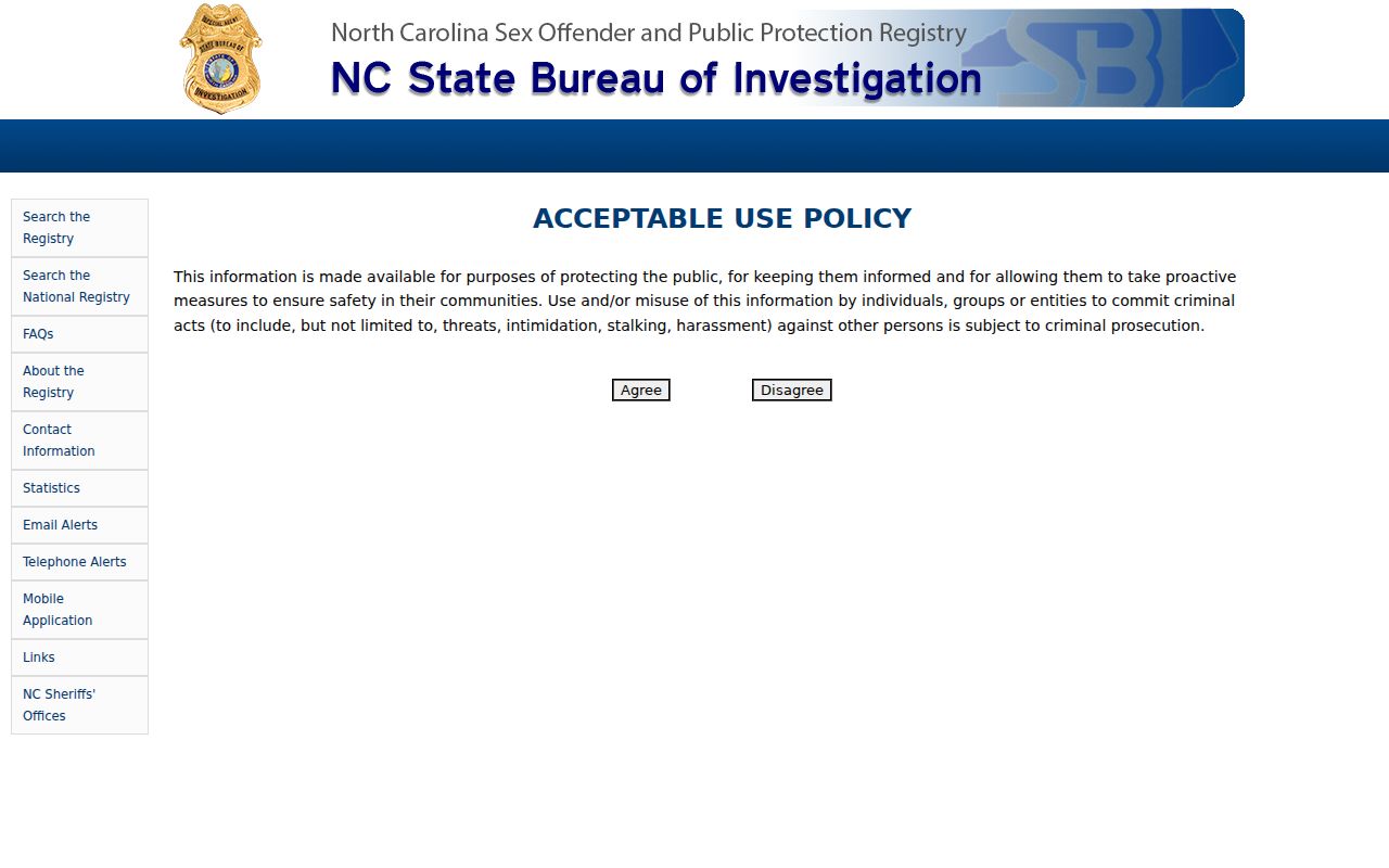 Cabarrus County resident lookup North Carolina registry search controls