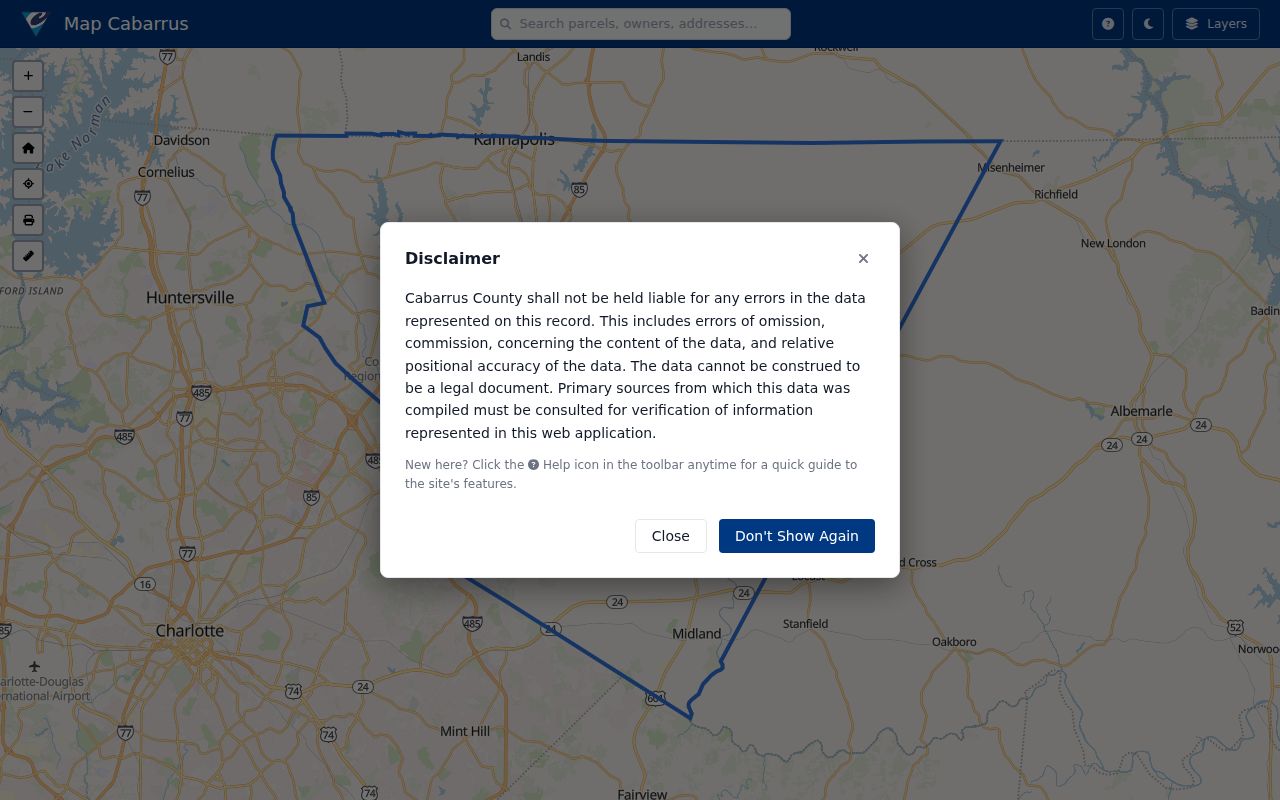 Cabarrus County street directory Map Cabarrus parcel viewer